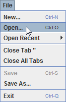 Library browser open menu