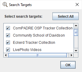 Library browser search target chooser