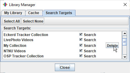 Library manager displaying search tab